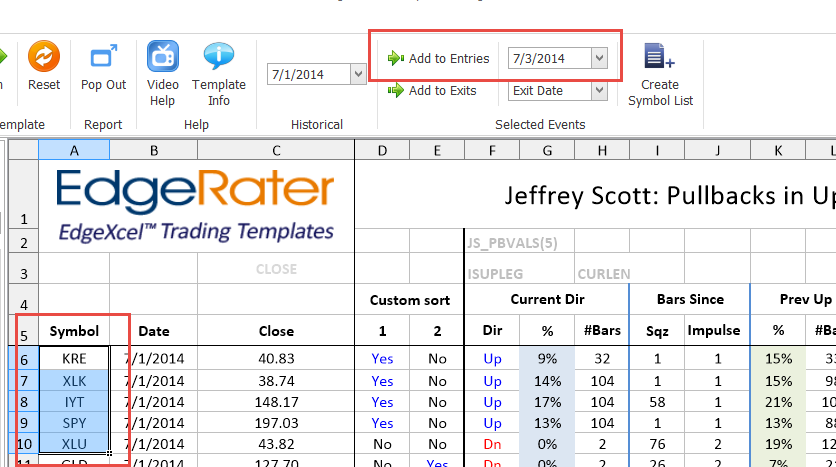 Add Stocks to entries using a specific date