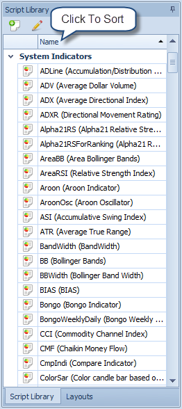 Sort Script Liibrary by clicking on Name header