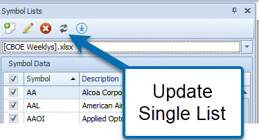 Update single list button