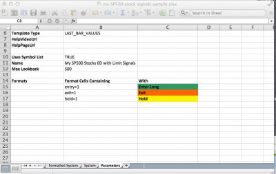 Images of the template file's tabs